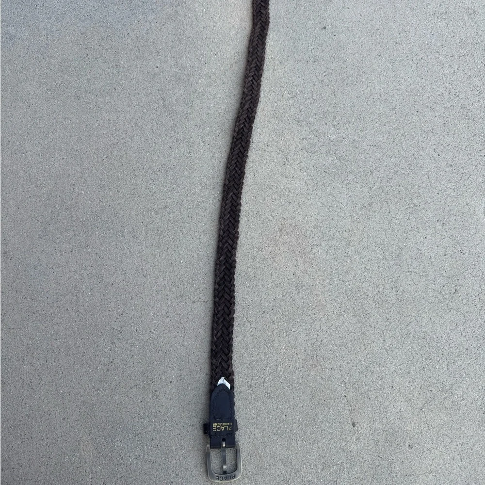Kids Braided Leather Belt - Brown